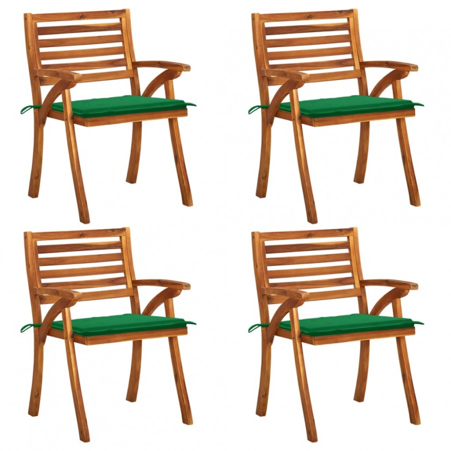 Chaises de jardin avec coussins 4 pcs Bois de teck solide