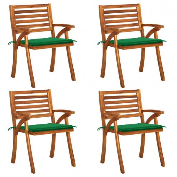 Chaises de jardin avec coussins 4 pcs Bois de teck solide