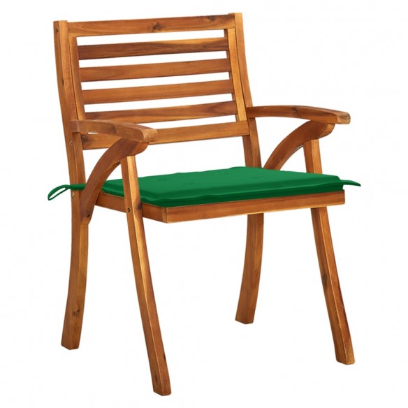 Chaises de jardin avec coussins 4 pcs Bois de teck solide