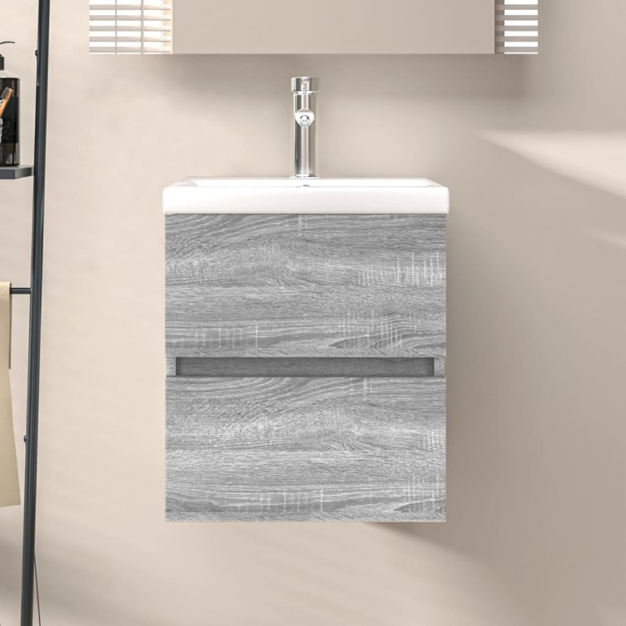 Armoire de lavabo Sonoma gris 41x38,5x45 cm Bois d'ingénierie