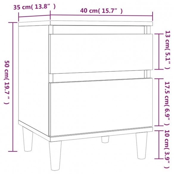 Tables de chevet 2 pcs Gris béton 40x35x50 cm