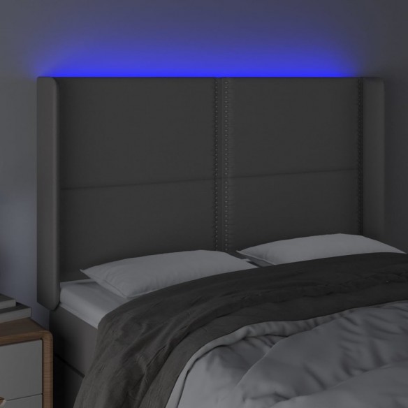 Tête de lit à LED Gris 147x16x118/128 cm Similicuir