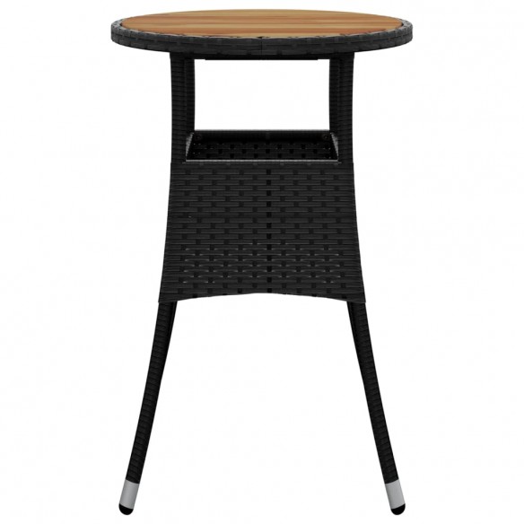 Table de jardin Ø60x75 cm Acacia et résine tressée Noir