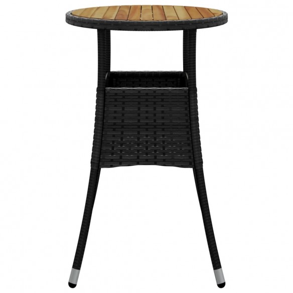 Table de jardin Ø60x75 cm Acacia et résine tressée Noir