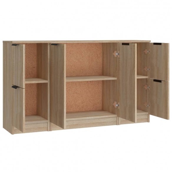 Buffets 3 pcs Chêne sonoma Bois d'ingénierie