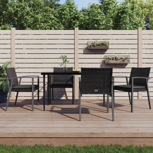 Chaises de jardin et coussins lot de 4 noir 56,5x57x83 cm rotin