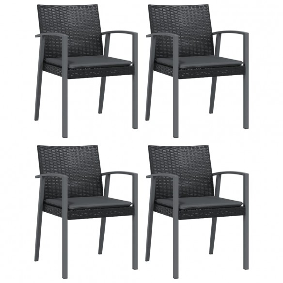 Chaises de jardin et coussins lot de 4 noir 56,5x57x83 cm rotin