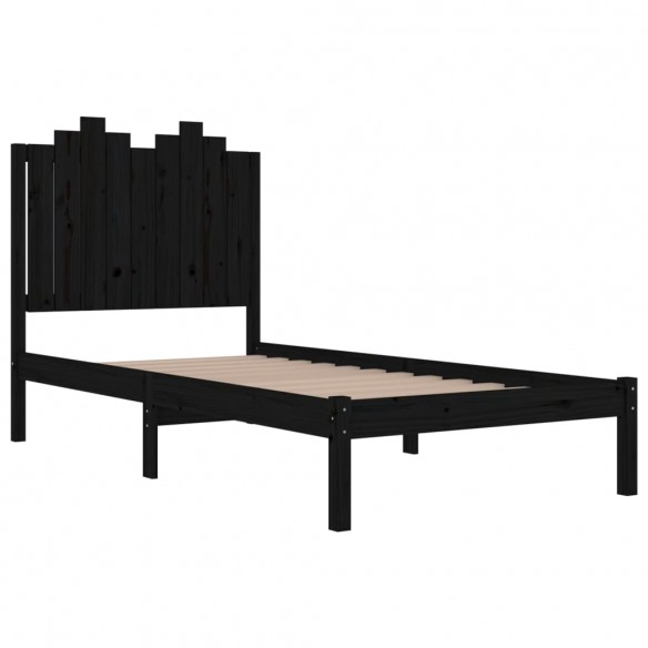 Cadre de lit Noir Bois de pin massif 75x190 cm Petit simple