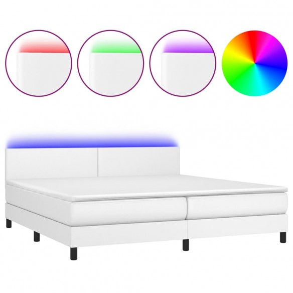 Sommier à lattes de lit avec matelas et LED Blanc 200x200 cm