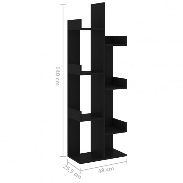 Bibliothèque Noir 48x25,5x140 cm Aggloméré