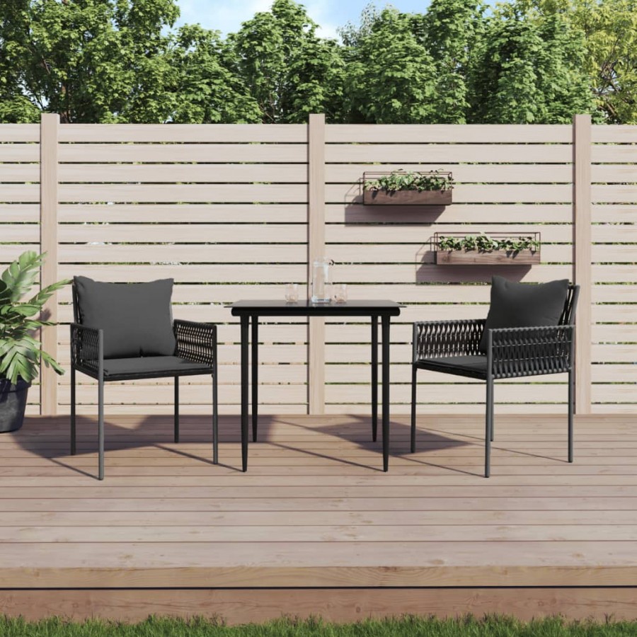 Chaises de jardin avec coussins lot de 2 noir 54x61x83 cm rotin