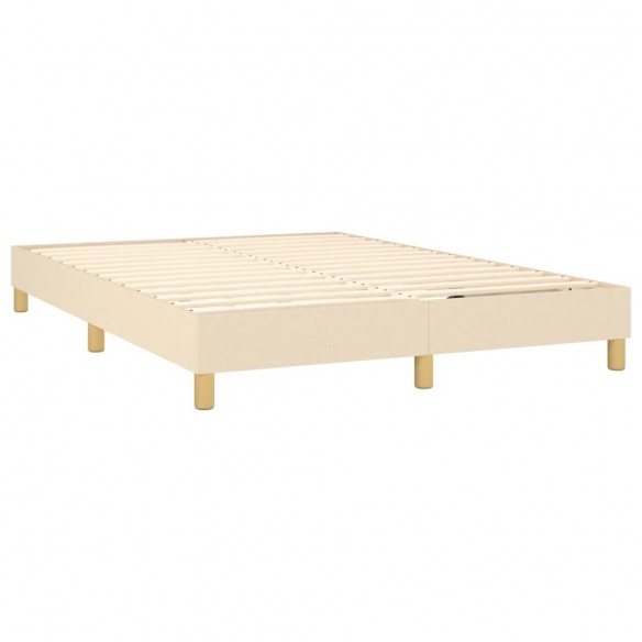 Sommier à lattes de lit avec matelas LED Crème 140x200 cm Tissu