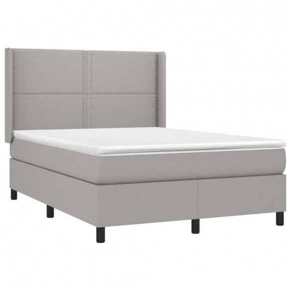 Cadre de lit matelas LED Gris clair 140x190 cm Tissu