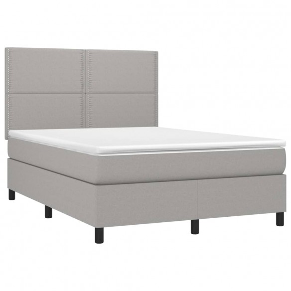 Sommier à lattes de lit avec matelas Gris clair 140x190cm Tissu