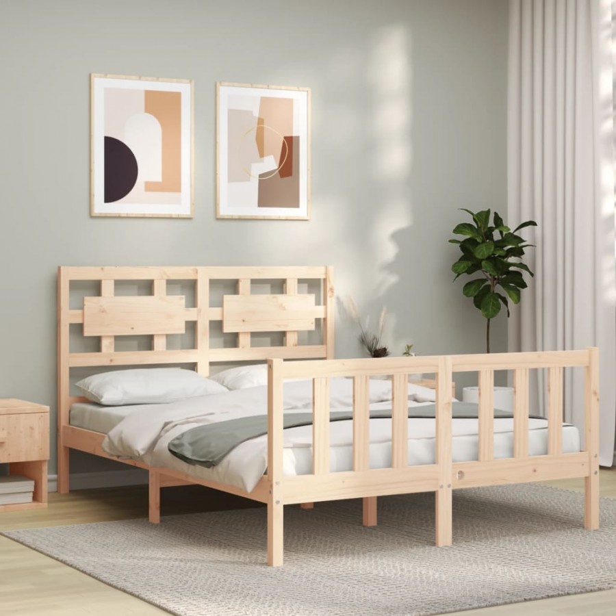 Cadre de lit avec tête de lit 140x190 cm bois massif