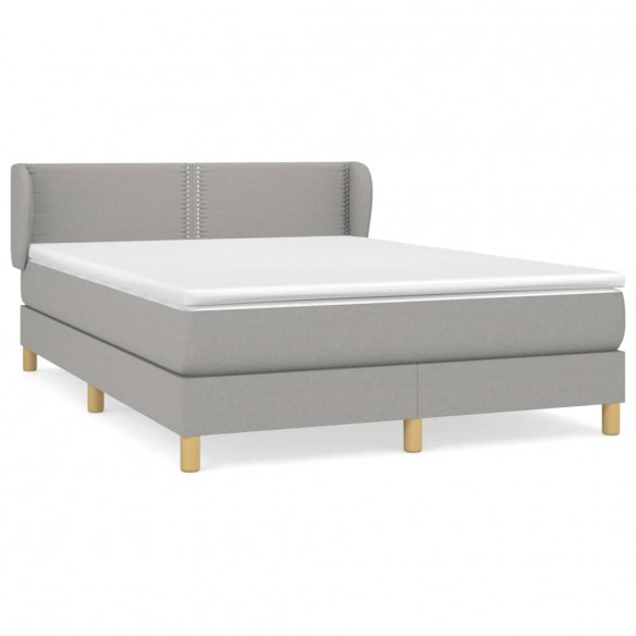 Sommier à lattes de lit avec matelas Gris clair 140x190cm Tissu