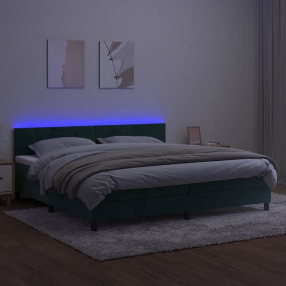 Cadre de lit avec matelas LED Vert foncé 200x200 cm