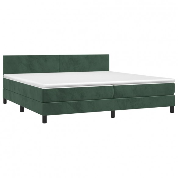 Cadre de lit avec matelas LED Vert foncé 200x200 cm