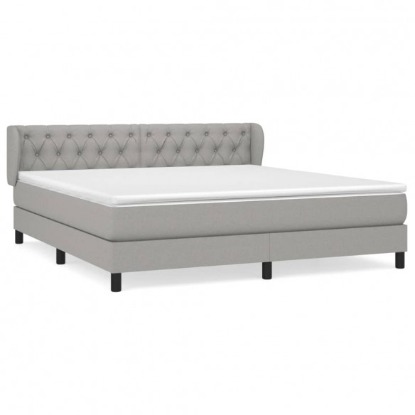 Sommier à lattes de lit avec matelas Gris clair 160x200cm Tissu