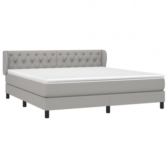 Sommier à lattes de lit avec matelas Gris clair 160x200cm Tissu