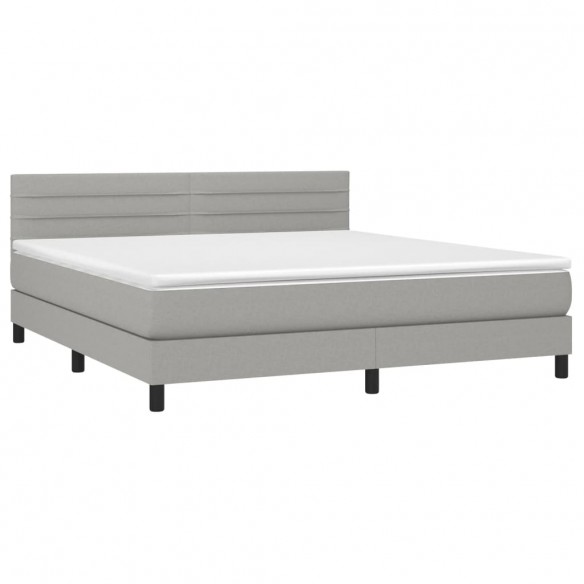 Cadre de lit matelas LED Gris clair 160x200 cm Tissu