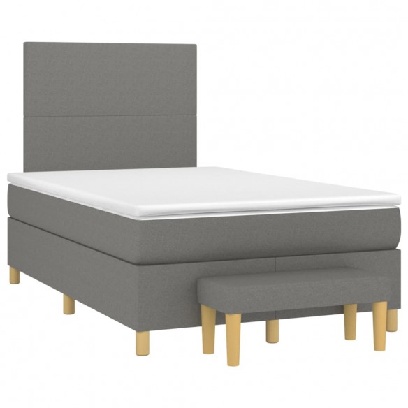 Sommier à lattes de lit avec matelas Gris foncé 120x200cm Tissu