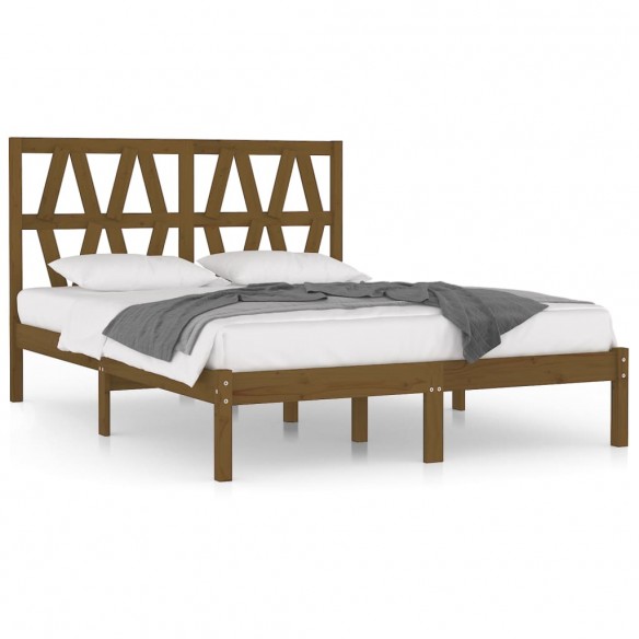 Cadre de lit Marron miel Bois de pin massif 135x190 cm Double