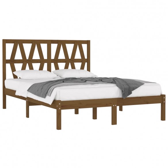 Cadre de lit Marron miel Bois de pin massif 135x190 cm Double