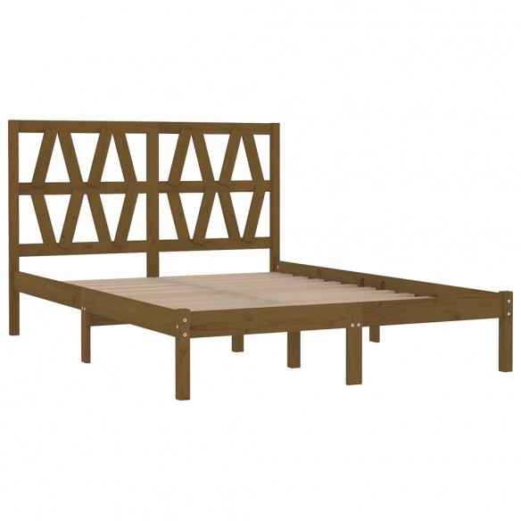 Cadre de lit Marron miel Bois de pin massif 135x190 cm Double