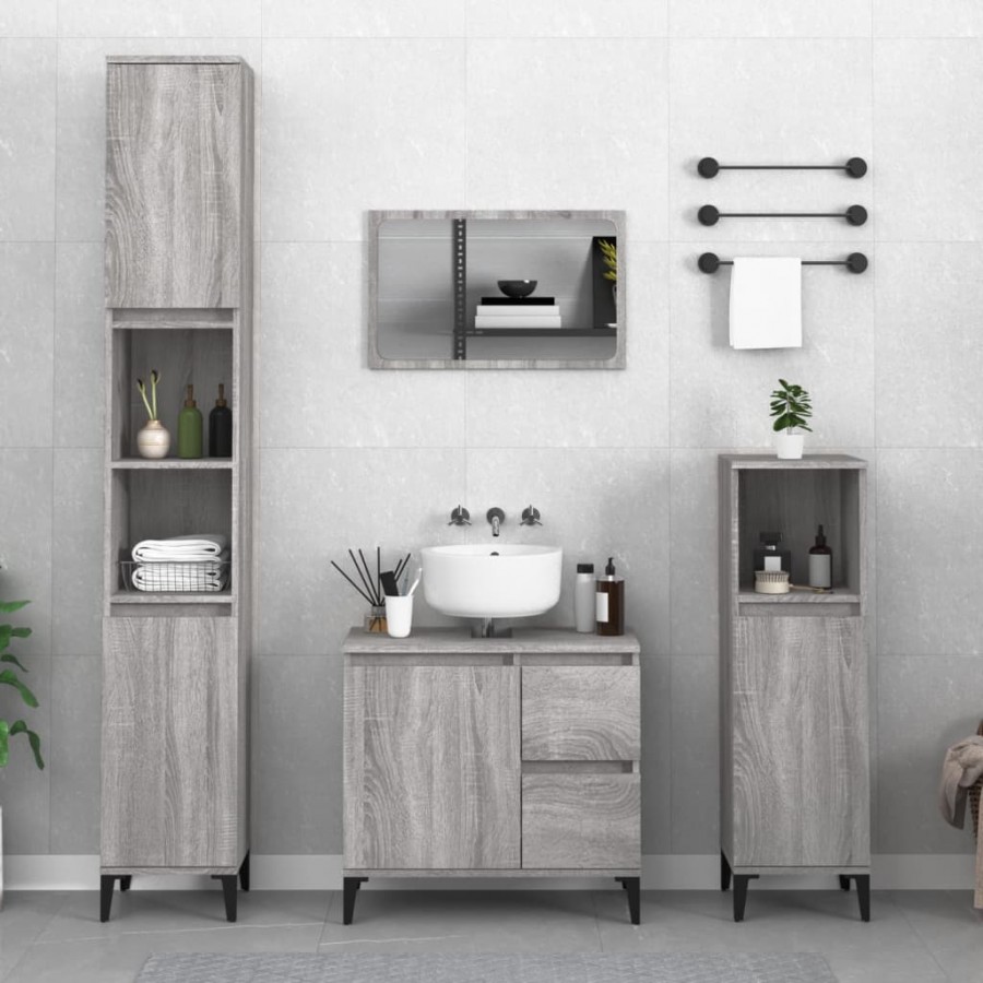 Armoire salle de bain sonoma gris 30x30x100 cm