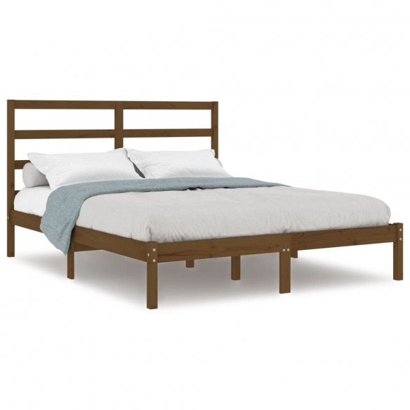 Cadre de lit Marron miel Bois massif 135x190 cm Double