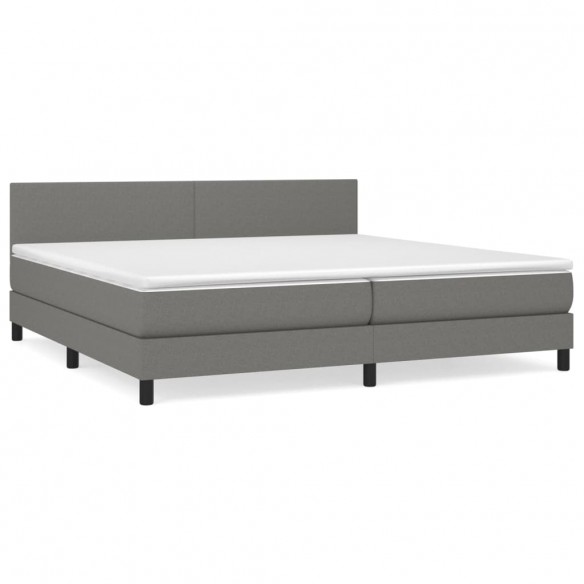 Cadre de lit avec matelas Gris foncé 200x200cm Tissu