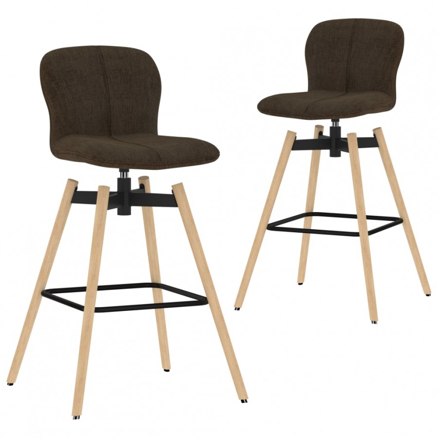 Chaises pivotantes de bar lot de 2 marron tissu