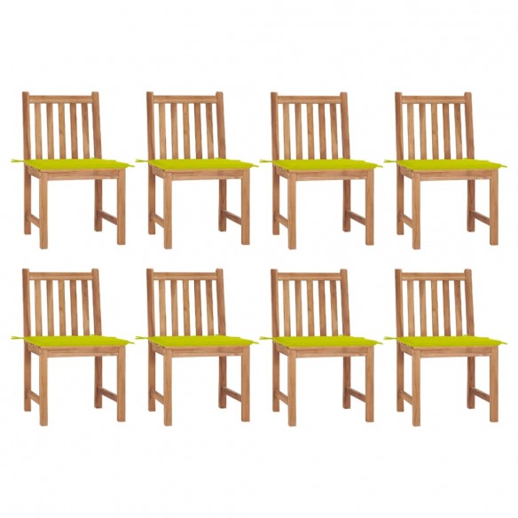 Chaises de jardin 8 pcs avec coussins Bois de teck massif