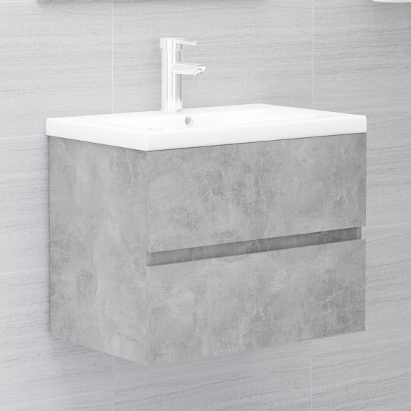 Ensemble de meubles de salle de bain 2 pcs Gris béton Aggloméré