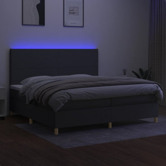 Cadre de lit et matelas et LED Gris foncé 200x200 cm