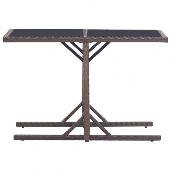 Table de jardin Marron 110x53x72 cm Verre et résine tressée