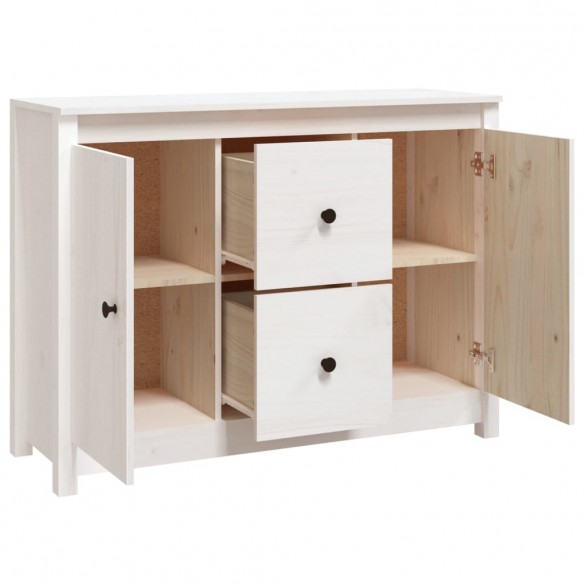 Buffet Blanc 100x35x74 cm Bois massif de pin