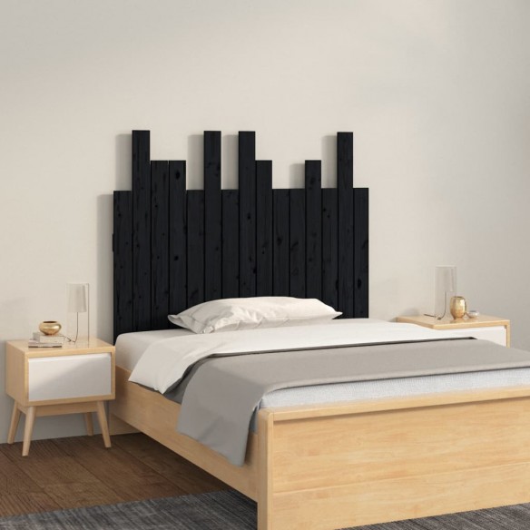 Tête de lit murale Noir 95,5x3x80 cm Bois massif de pin