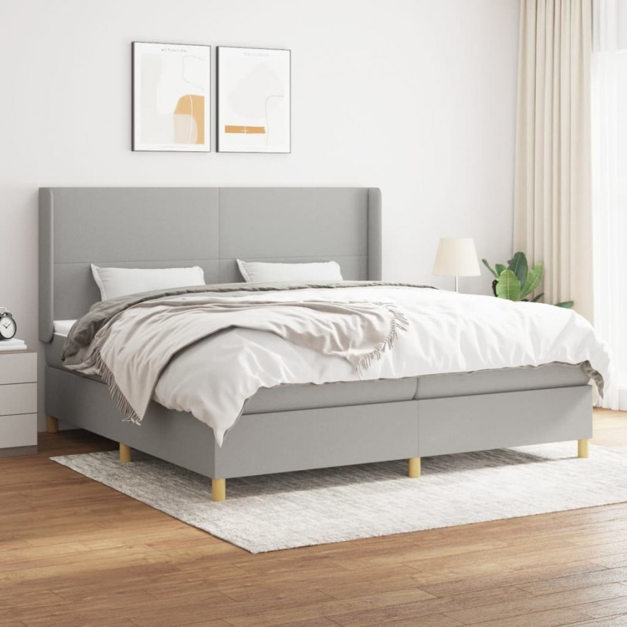 Cadre de lit avec matelas Gris clair 200x200cm Tissu