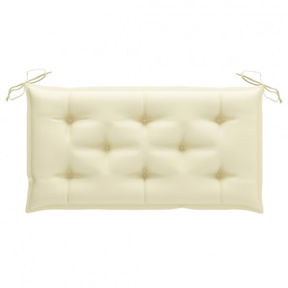 Banc de jardin avec coussin blanc crème 112 cm Bois de teck