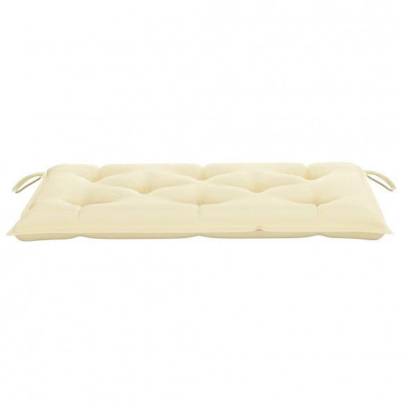 Banc de jardin avec coussin blanc crème 112 cm Bois de teck