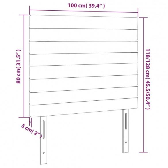 Têtes de lit 2 pcs Gris clair 100x5x78/88 cm Velours