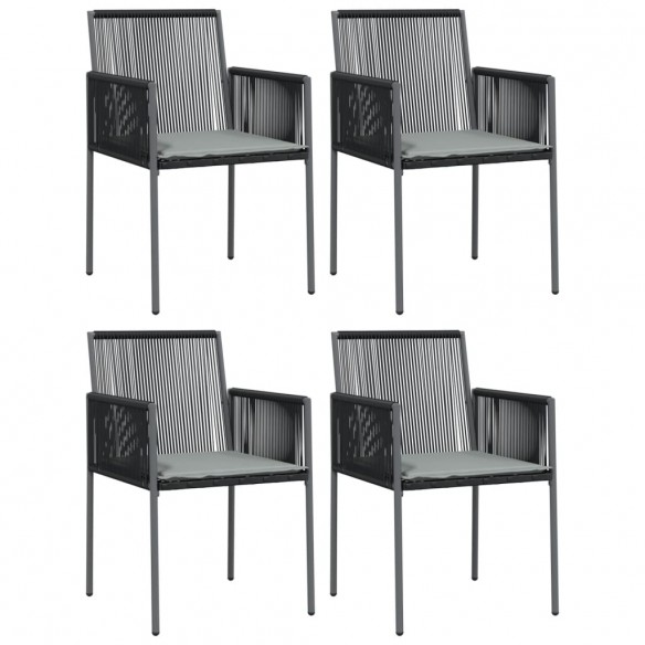 Chaises de jardin et coussins lot de 4 noir 54x60,5x83,5 cm