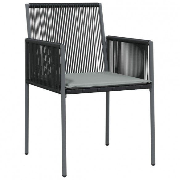 Chaises de jardin et coussins lot de 4 noir 54x60,5x83,5 cm