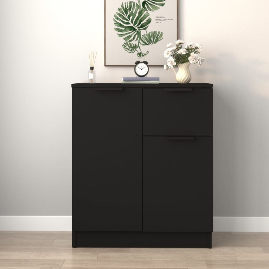 Buffet noir 60x30x70 cm bois d'ingénierie