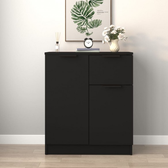 Buffet noir 60x30x70 cm bois d'ingénierie