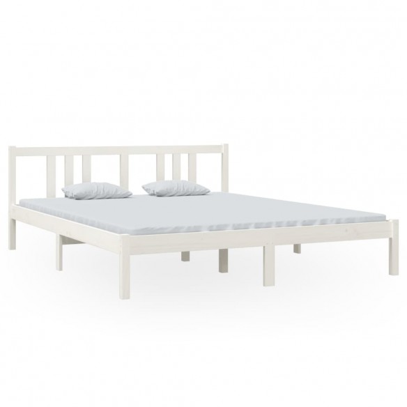 Cadre de lit Blanc Bois massif 160x200 cm