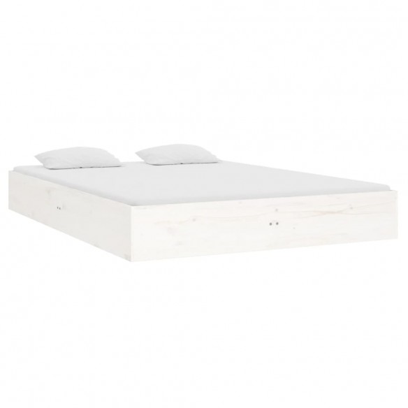 Cadre de lit blanc bois massif 120x190 cm petit double