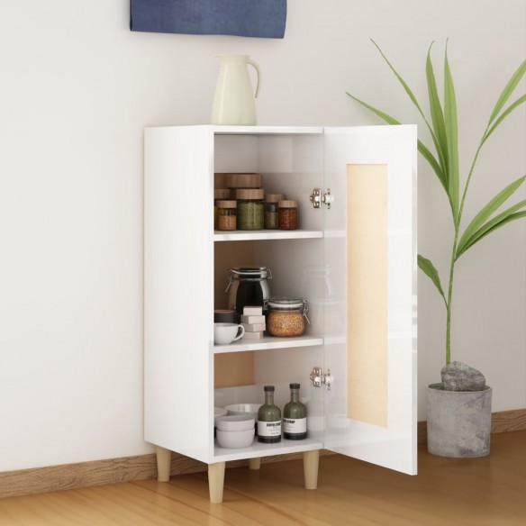 Buffet Blanc brillant 34,5x34x90 cm Bois d'ingénierie